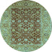 Round Oriental Light Blue Industrial Rug, urb666lblu