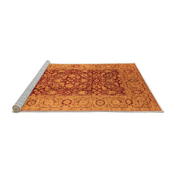 Sideview of Machine Washable Oriental Orange Industrial Area Rugs, wshurb666org