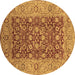 Round Oriental Brown Industrial Rug, urb666brn