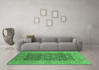 Machine Washable Oriental Emerald Green Industrial Rug, wshurb666emgrn