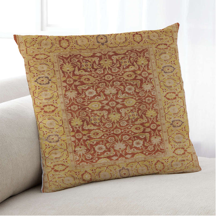 Lifestyle Image of Mid-Century Modern Urban Square Red Throw Pillow, 18 inch by 18 inch, pwurb666