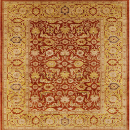 Square Mid-Century Modern Red Oriental Rug, urb666