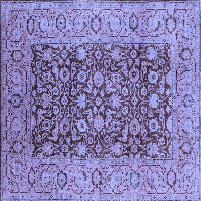 Square Machine Washable Oriental Blue Industrial Rug, wshurb666blu