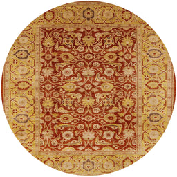 Round Mid-Century Modern Red Oriental Rug, urb666