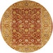 Round Mid-Century Modern Red Oriental Rug, urb666