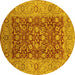 Round Oriental Yellow Industrial Rug, urb666yw