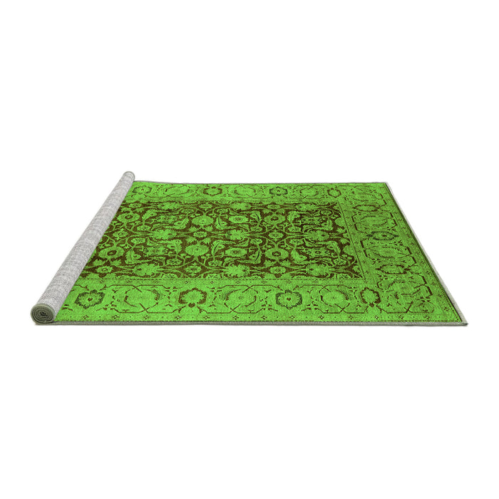Sideview of Machine Washable Oriental Green Industrial Area Rugs, wshurb666grn