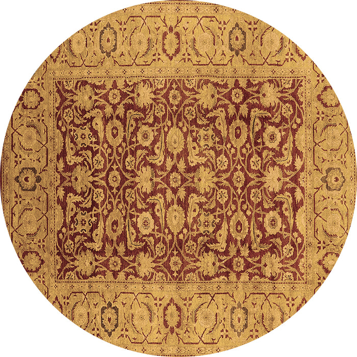 Round Machine Washable Oriental Brown Industrial Rug, wshurb666brn