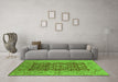 Machine Washable Oriental Green Industrial Area Rugs in a Living Room,, wshurb666grn