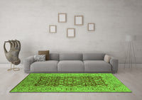 Machine Washable Oriental Green Industrial Rug, wshurb666grn