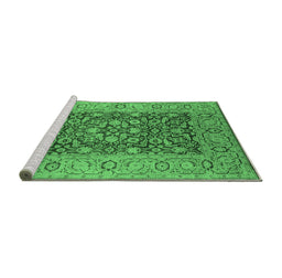 Sideview of Machine Washable Oriental Emerald Green Industrial Area Rugs, wshurb666emgrn