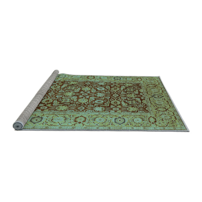 Sideview of Machine Washable Oriental Light Blue Industrial Rug, wshurb666lblu