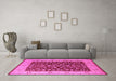 Machine Washable Oriental Pink Industrial Rug in a Living Room, wshurb667pnk