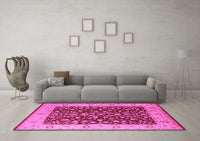 Machine Washable Oriental Pink Industrial Rug, wshurb667pnk