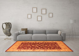 Machine Washable Oriental Orange Industrial Area Rugs in a Living Room, wshurb667org