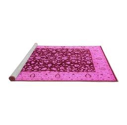 Sideview of Machine Washable Oriental Pink Industrial Rug, wshurb667pnk
