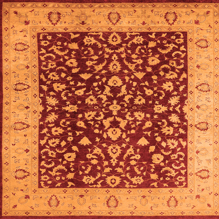 Square Machine Washable Oriental Orange Industrial Area Rugs, wshurb667org