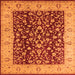 Square Machine Washable Oriental Orange Industrial Area Rugs, wshurb667org