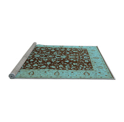 Sideview of Machine Washable Oriental Light Blue Industrial Rug, wshurb667lblu