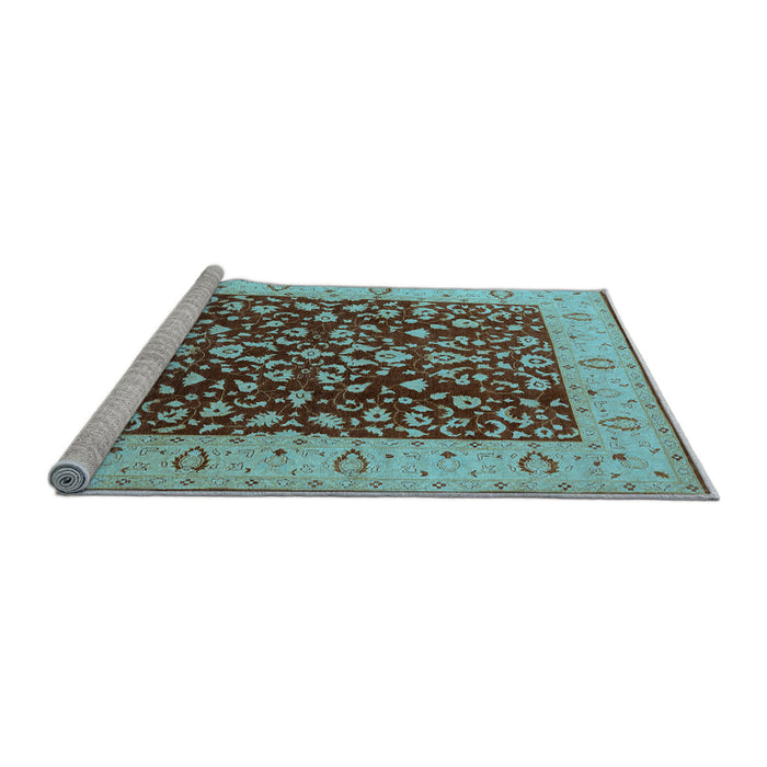 Sideview of Machine Washable Oriental Light Blue Industrial Rug, wshurb667lblu