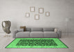 Machine Washable Oriental Emerald Green Industrial Area Rugs in a Living Room,, wshurb667emgrn