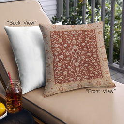 Front View of Mid-Century Modern Urban Square Sandy Brown Throw Pillow, 18 inch by 18 inch, pwurb667