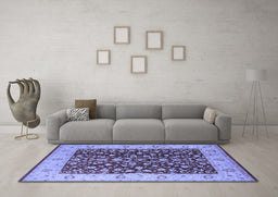 Machine Washable Oriental Blue Industrial Rug in a Living Room, wshurb667blu