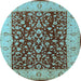 Round Oriental Light Blue Industrial Rug, urb667lblu