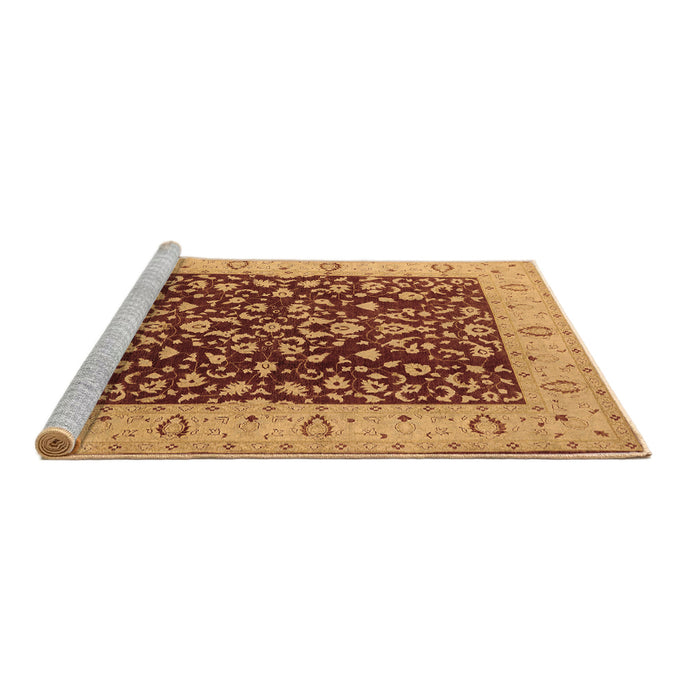 Sideview of Machine Washable Oriental Brown Industrial Rug, wshurb667brn