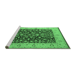 Sideview of Machine Washable Oriental Emerald Green Industrial Area Rugs, wshurb667emgrn