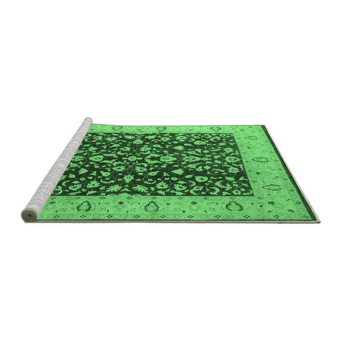 Sideview of Machine Washable Oriental Emerald Green Industrial Area Rugs, wshurb667emgrn