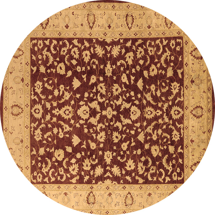 Round Machine Washable Oriental Brown Industrial Rug, wshurb667brn