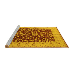 Sideview of Machine Washable Oriental Yellow Industrial Rug, wshurb667yw