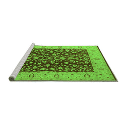 Sideview of Machine Washable Oriental Green Industrial Area Rugs, wshurb667grn