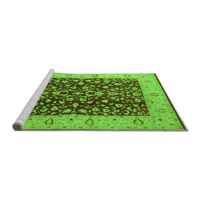 Sideview of Machine Washable Oriental Green Industrial Area Rugs, wshurb667grn