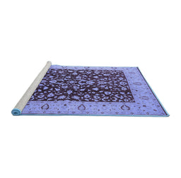 Sideview of Machine Washable Oriental Blue Industrial Rug, wshurb667blu