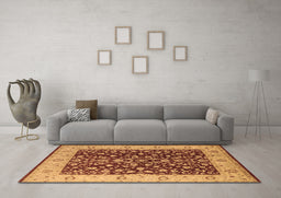 Machine Washable Oriental Brown Industrial Rug in a Living Room,, wshurb667brn