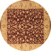 Round Oriental Brown Industrial Rug, urb667brn