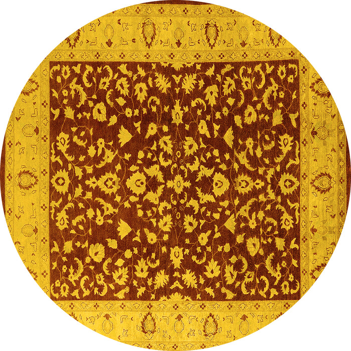 Round Oriental Yellow Industrial Rug, urb667yw