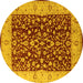 Round Oriental Yellow Industrial Rug, urb667yw