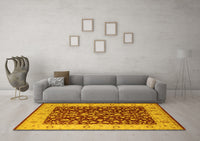 Machine Washable Oriental Yellow Industrial Rug, wshurb667yw