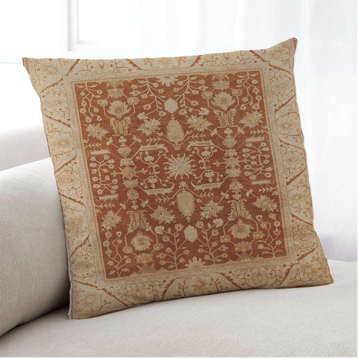 Lifestyle Image of Mid-Century Modern Urban Square Red Throw Pillow, 18 inch by 18 inch, pwurb668