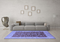 Machine Washable Oriental Blue Industrial Rug in a Living Room, wshurb668blu