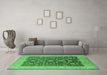 Machine Washable Oriental Emerald Green Industrial Area Rugs in a Living Room,, wshurb668emgrn