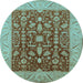 Round Oriental Light Blue Industrial Rug, urb668lblu