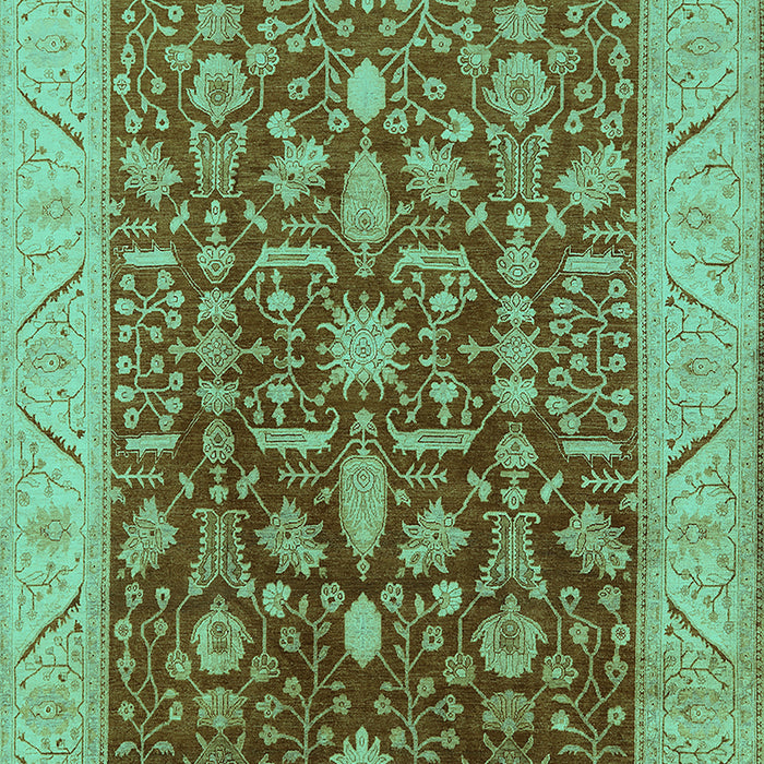 Machine Washable Oriental Turquoise Industrial Area Rugs, wshurb668turq