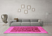 Machine Washable Oriental Pink Industrial Rug in a Living Room, wshurb668pnk