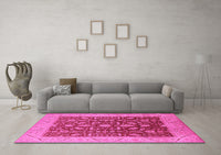 Machine Washable Oriental Pink Industrial Rug, wshurb668pnk