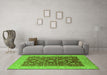 Machine Washable Oriental Green Industrial Area Rugs in a Living Room,, wshurb668grn