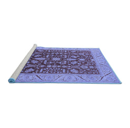 Sideview of Machine Washable Oriental Blue Industrial Rug, wshurb668blu